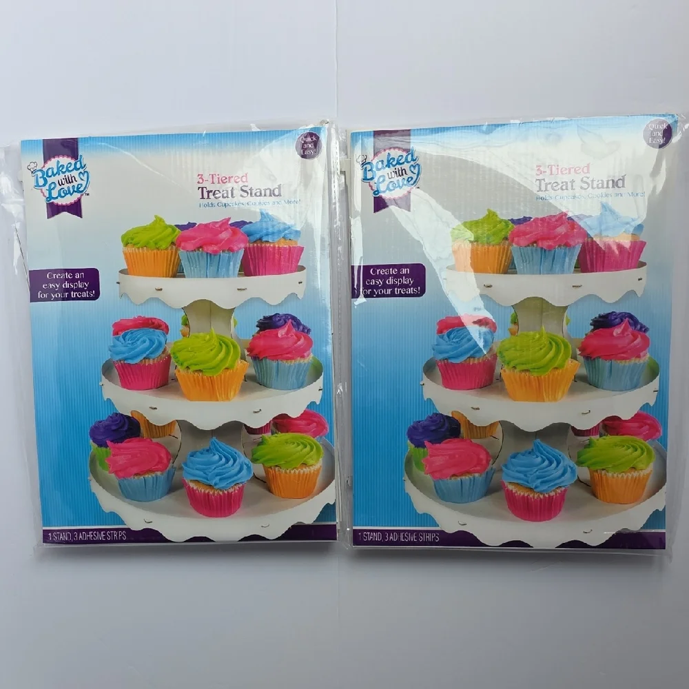 Baked with Love 3-Tiered Treat Cupcake Stand- Set of 2